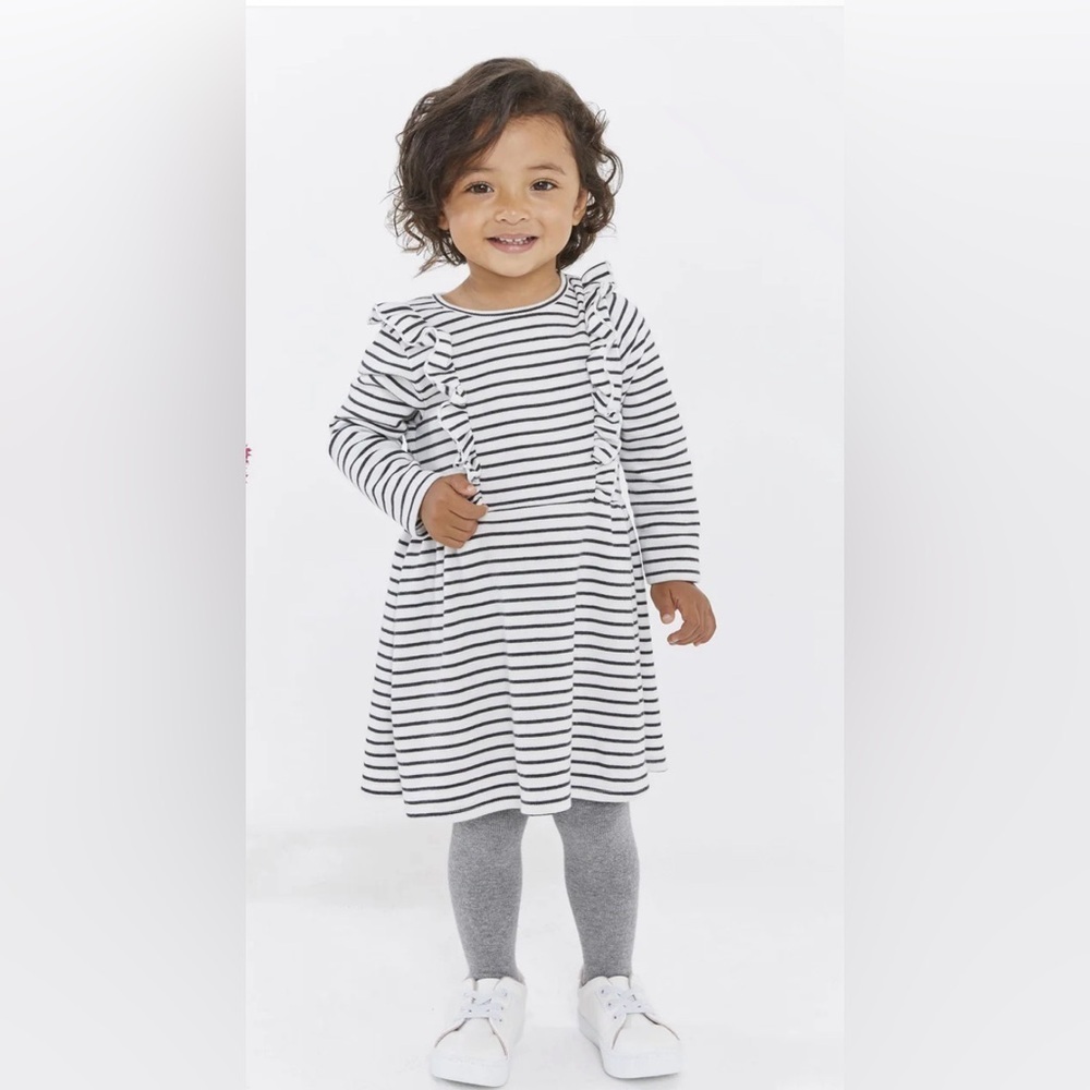Petit Bateau Striped Black and White Kids Dress